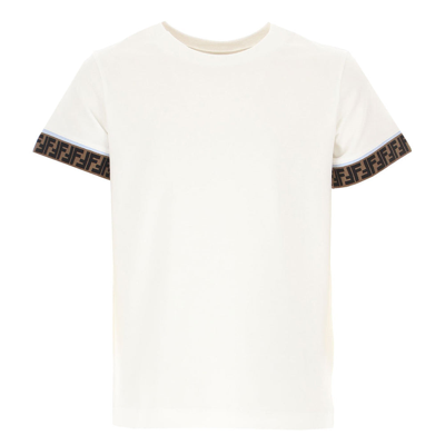 Fendi Kids Cuff Logo T Shirt White