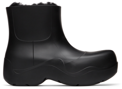 Bottega Veneta Black Shearling Puddle Boots In 1000 Black