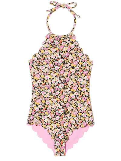 Marysia Kids' Bumby Floral-print Reversible Swimsuit In Pink