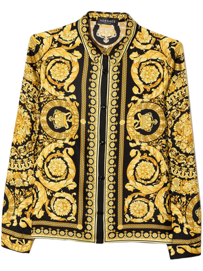 Versace Kids' 巴洛克印花衬衫 In Gold