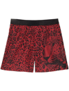 Dolce & Gabbana Leopard Print Nylon Swim Shorts In Red