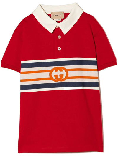 Gucci Kids' Interlocking G Polo Shirt In Red