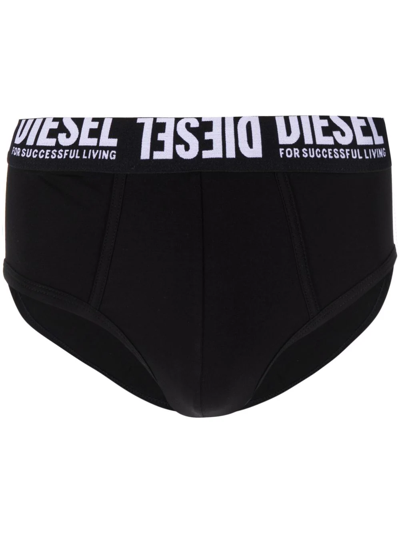 Diesel Logo-band Briefs In Black