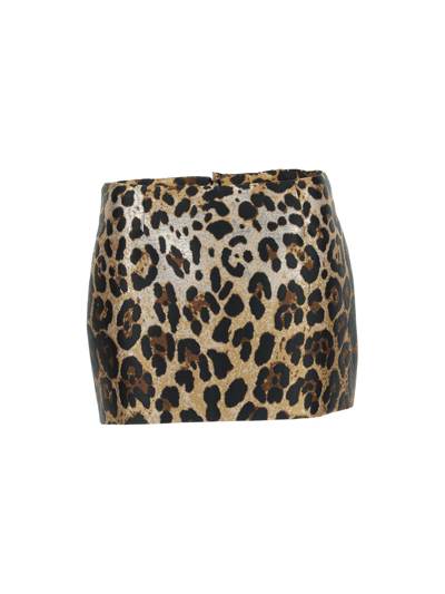 Dolce & Gabbana Leopard-print Mini Skirt In Beige,brown,black