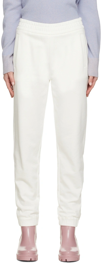 Moncler White Cotton Lounge Pants In Nude &amp; Neutrals