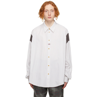 Vivienne Westwood White & Green Striped Oversize Shirt In Multicoloured