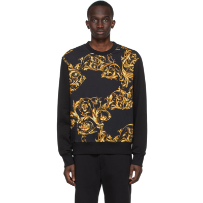 Versace Jeans Couture Reg Contr Print Garland Sweatshirts In Black