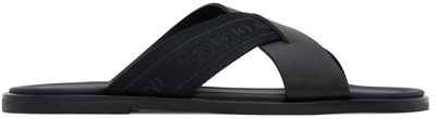 Giorgio Armani Crossover-strap Leather Sandals In Black