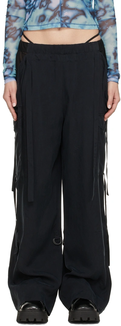 Mcq By Alexander Mcqueen Black Rina Sawayama Edition Cupro Trousers In Darkest Black