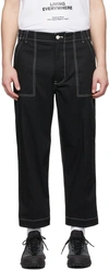 MONCLER BLACK CONTRAST STITCH CROPPED TROUSERS