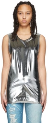 Doublet Silver Stud Embroidered Metallic Tank Top In Silver