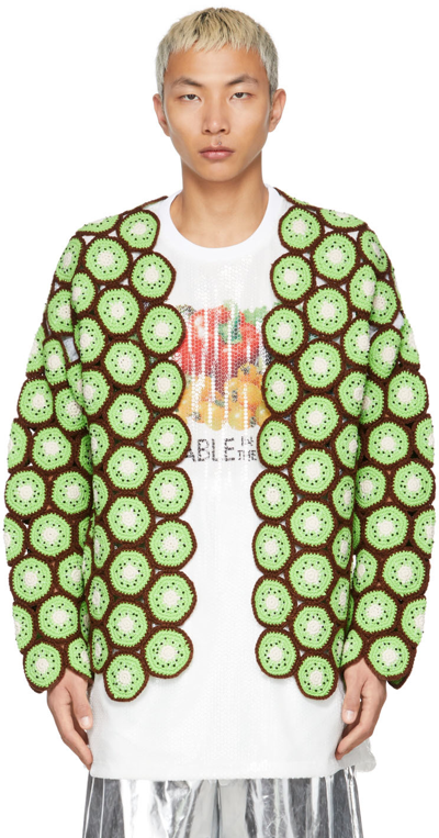 doublet ダブレット キウイ柄　カーディガン　フルーツ Doublet Green Crochet Cut Fruits Cardigan In Grün | ModeSens