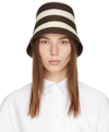 's Max Mara Brown & Beige Striped Orma Beach Hat In 002 Dark Bown