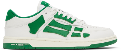 Amiri White & Green Low Skel Top Sneakers In White,green