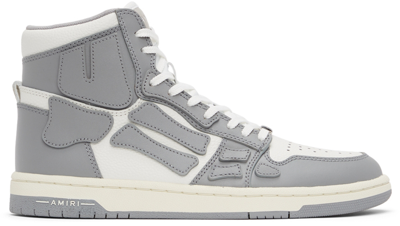 Amiri Skel Bones High-top Leather Sneakers In Grey,white