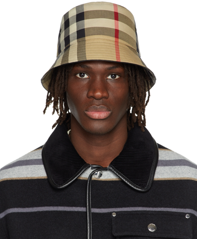 Burberry Check Bucket Hat In Brown