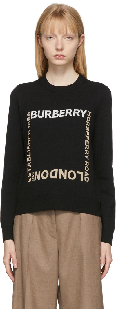 Burberry Horseferry Square Wool Blend Jacquard Sweater In Black