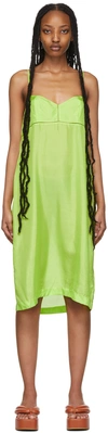 Dries Van Noten Ladder-stitch Silk Slip Dress In 629 Neon Green