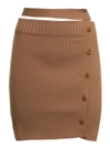 ANDREÄDAMO ANDREA ADAMO WOMAN BEIGE VISCOSE SKIRT WITH CUT OUT DETAIL