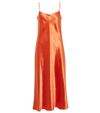 Vince Orange Acetate Midi Dress In 橙色