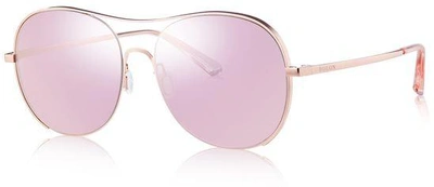 Bolon Pink Aviator Ladies Sunglasses Bl7020 B60 58 In Gold Tone,pink,rose Gold Tone