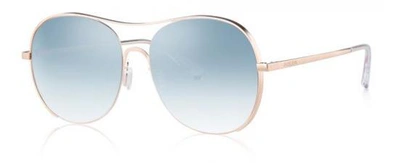 Bolon Blue Mirror Aviator Ladies Sunglasses Bl7020 B61 58 In Blue,gold Tone