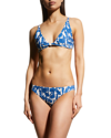Tory Burch Printed Bikini Bottoms In Blue Hibiscus
