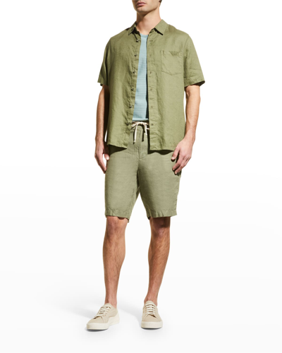 Vince Khaki Lightweight Hemp Shorts In Feathergrass