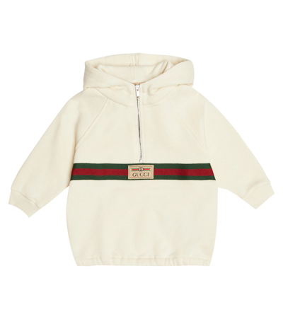Gucci Baby Cotton Jersey Hoodie In White/multicolor