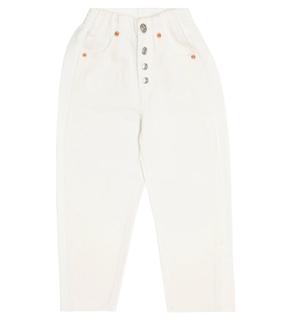 Mm6 Maison Margiela Kids' Denim And Jersey Sweatpants In White