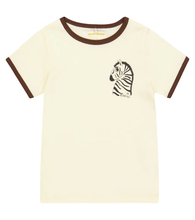Mini Rodini Babies' Zebra-print Short-sleeve T-shirt In White