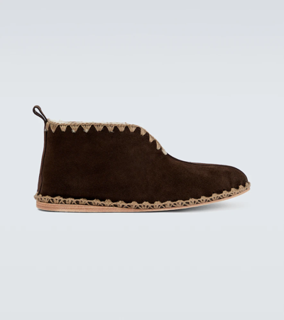 Bode Suede Slippers In Brown