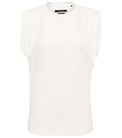 Isabel Marant Zutti Padded-shoulder Cotton-jersey T-shirt In Ecru