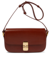 Apc Mahogany Shoulder Bag With Gold Color Engraved Logo In Leather Woman In Red