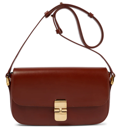 Apc Grace Baguette Leather Shoulder Bag In Brown