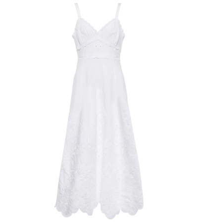 Dolce & Gabbana Women's Broderie Anglaise Cotton-blend Midi Dress In White