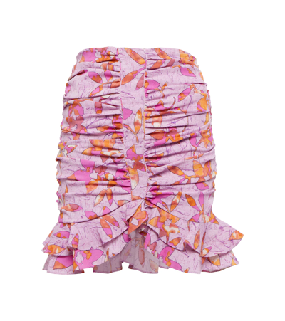 Isabel Marant Milendi Ruffle-trimmed Floral Miniskirt In Rosa