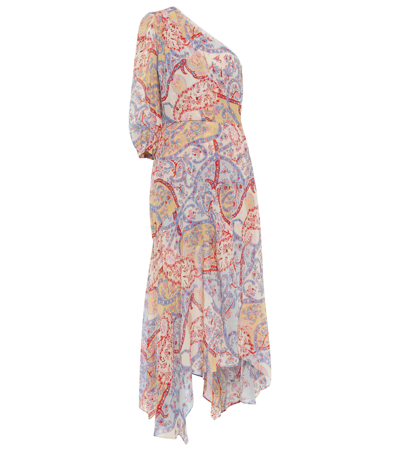 Veronica Beard Kimber One-shoulder Asymmetric Printed Silk-crepe Dress In Multi