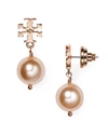 Tory Burch Simulated Pearl Drop Earrings In Rose Gold