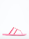 Valentino Rockstud Tonal Summer Thong Sandals In Pink