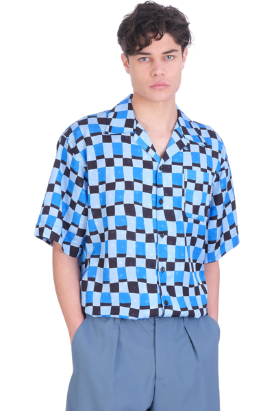 Marni Blue Checked Short-sleeved Shirt