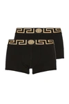 Versace Black Briefs With Elastic Waist With Medusa Print In Cotton Stretch Man In Black & Gold