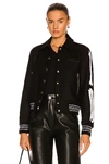 Amiri Bones Appliquéd Leather-trimmed Herringbone Wool-blend Bomber Jacket In Black