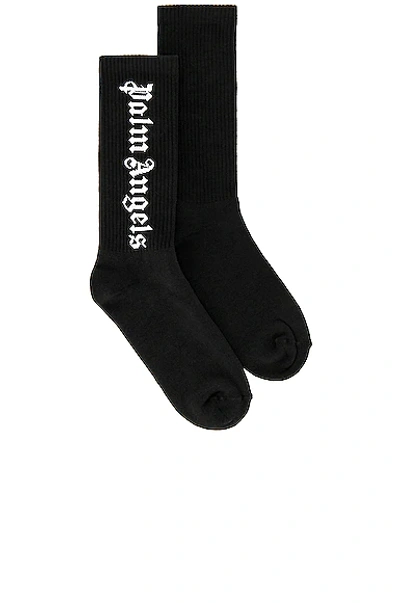 Palm Angels Black Vertical Logo Cotton-blend Socks In Multi