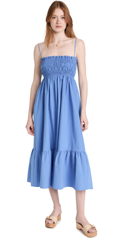 Ciao Lucia Women's Umbria Smocked Cotton Midi Dress In Blue
