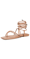 Jonathan Simkhai Susan Square Toed Wrap Flat Sandals In Cashew