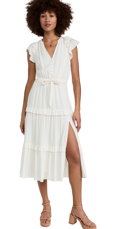 Paige Rozlyn Ruffle Tier Button-front Dress In White