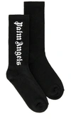 Palm Angels Black Gothic Logo Socks In Black