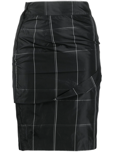 Pre-owned Versace 1990s Grid Pencil Skirt In Black