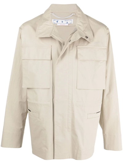 Off-white Diagonal Tab Field Jacket In Brown